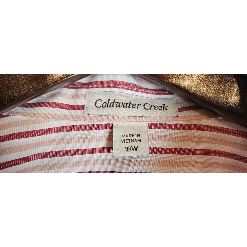 Coldwater Creek Button-up Long Sleeve Pink Striped Shirt 18W Career Work - Picture 4 of 7